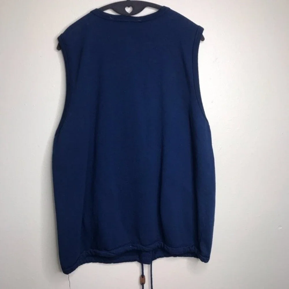 Vintage NWT Stan Sport Button Front Drawstring Bottom Navy Vest Women Medium
